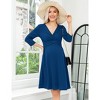 Clearlove Women's Casual 3/4 Sleeve A Line Ruffle Maternity Dress V Neck Ruched High Waist Belt Dress Midi Dress for Pregnant - 3 of 4