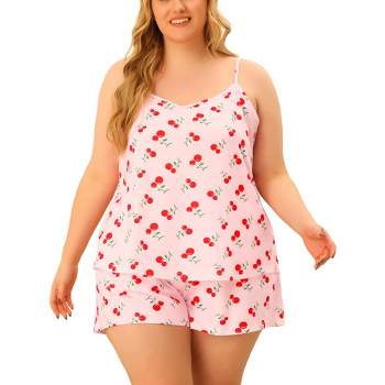 Agnes Orinda Women's Plus Size Foral Top with Elastic Waist Shorts Nightgown Set