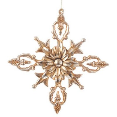Raz Imports 6" Weathered Floral Snowflake Christmas Ornament - Gold/Silver