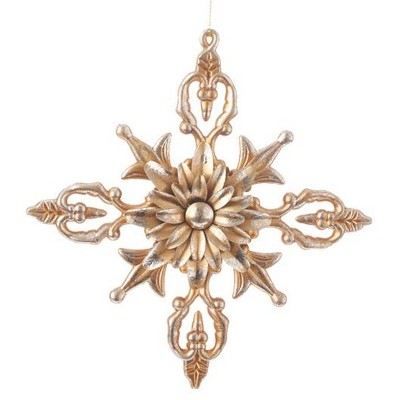 Raz Imports 6" Weathered Floral Snowflake Christmas Ornament - Gold/Silver