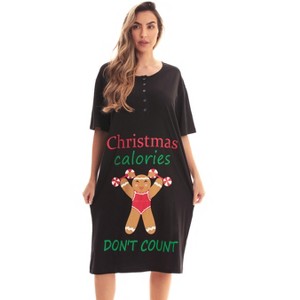 Just Love Womens Nightgown - Short Sleeve Henley Oversized Sleepwear Gown - 1 of 3