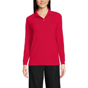 School Uniform Young Women's Long Sleeve Mesh Polo Shirt - 1 of 3
