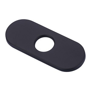 WOWOW 6.3 in. x 2.5 in. x 0.3 in. Stainless Steel Bathroom Sink Faucet Hole Cover Deck Plate Escutcheon in Matte Black - 1 of 4