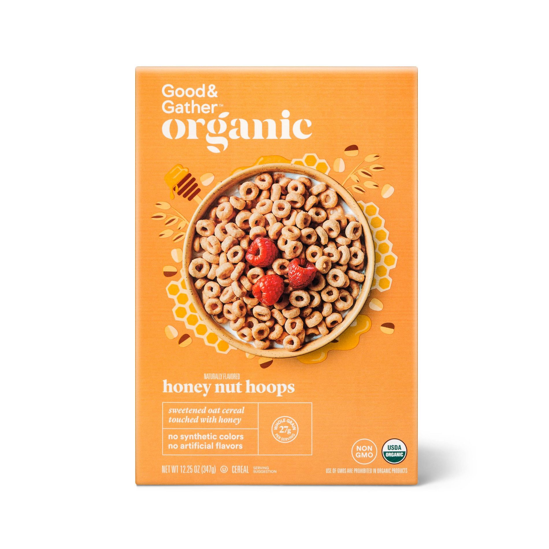 Organic Honey Nut Hoops Breakfast Cereal - 12.25oz - Good & Gather™