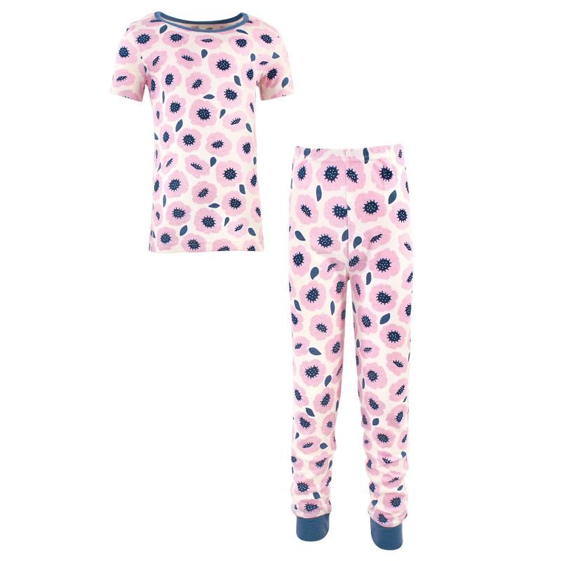 Touched by Nature Toddler and Kids Girl Organic Cotton Tight-Fit Pajama Set, Blossoms, 1 of 5