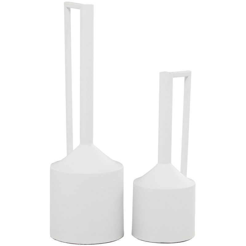 Set of 2 Metal Vase with Handles White &#8211; CosmoLiving by Cosmopolitan, 1 of 8