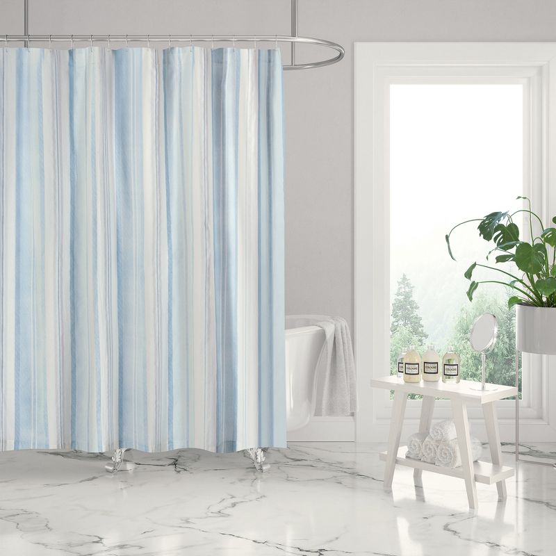 Ipanema Coastal Stripe Lined Shower Curtain with Grommets - Levtex Home, 2 of 4
