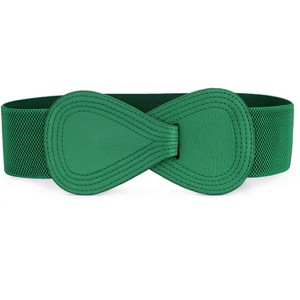 INSPIRE CHIC Women's Interlock 8-shaped Faux Leather Buckle Elastic Belt 1 Pc - 1 of 4