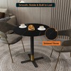 Round Dining Table with Sintered Stone Top and X-Shaped Stainless Steel Pedestal Base – Seats 2–3 People, Kitchen & Dining Room Table for Cafes - 4 of 4