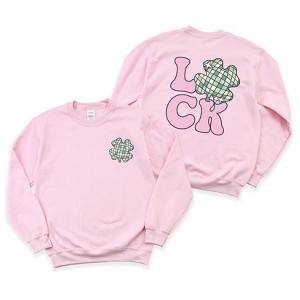 Simply Sage Market Women's Graphic Sweatshirt Luck With Shamrock Front and Back - 1 of 4