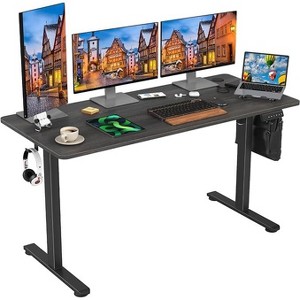 Infurnic Desks, Standing Desk with Splice Board, Adjustable Height Sit Stand Desk for Office or Home, Black, 24"*55"*27.5" - 1 of 4