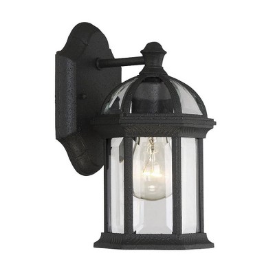 Textured Black Mission Style Outdoor Wall Lantern