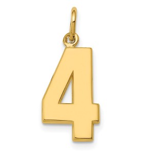 Black Bow Jewelry 14k Yellow Gold, Athletic Collection Medium Polished Number 4 Pendant - 1 of 4