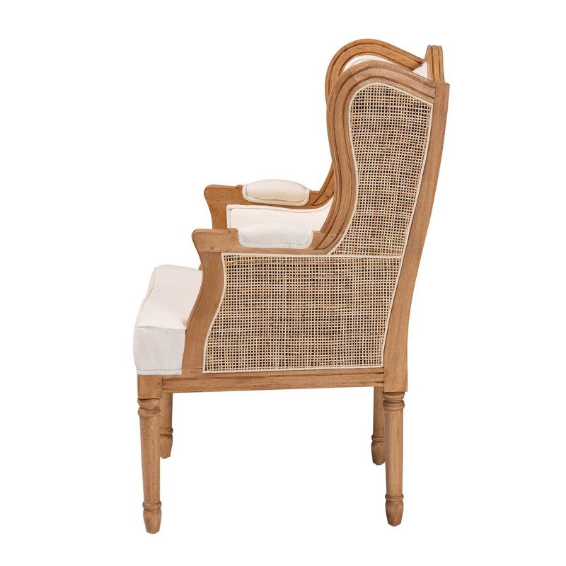 bali &#38; pari Rachana Fabric and Wood Accent Chair Beige/Honey Oak, 4 of 10