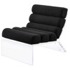 Freeman Boucle Upholstered Armless Chair with Channel-Tufted Back and Clear Acrylic Frame - 2 of 4