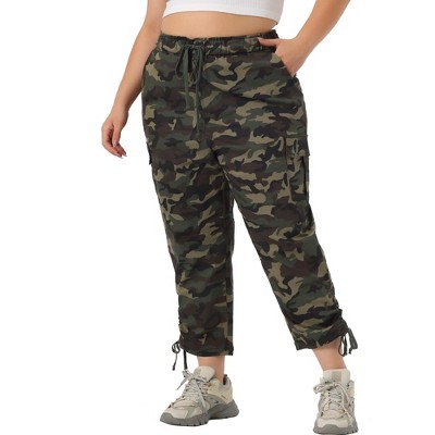 Agnes Orinda Women's Plus Size Drawstring Elastic Waist Cargo Pants with  Pocket Camouflage 4X