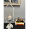 Slickblue Vintage White Distressed Metal Candle Holder with Hurricane Glass and Crystal Globes - 3 of 4