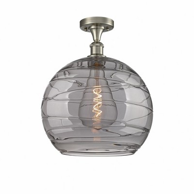 Athens Deco Swirl - 1 Light Semi-Flush Mount In Industrial Style-16.38 Inches Tall and 13.75 Inches Wide