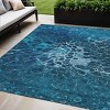 Navy Blue And Sky Blue Abstract Washable Indoor Outdoor Area Rug - 2 of 4