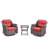 Buenhomino 3-Piece Outdoor Wicker Swivel Rocker Chair Set with Side Table, All-Weather PE Rattan Glider Chairs with Cushions for Patio or Deck - 4 of 4