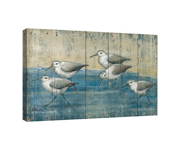 24"x36" Sandpipers On Wood By Paul Brent Art On Canvas - Fine Art Canvas