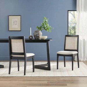 GDFStudio Dylan Rattan Back Upholstered Dining Chair (Set of 2) - 1 of 4