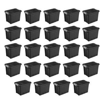 Sterilite Plastic Stacker Tote, Heavy Duty Lidded Storage Bin Container for Stackable Garage and Basement Organization