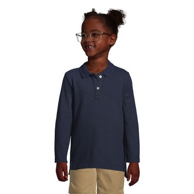 Lands' End School Uniform Kids Long Sleeve Feminine Fit Mesh Polo Shirt