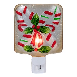 Northlight 6" White and Red Candy Canes Glass Christmas Night Light - 1 of 4