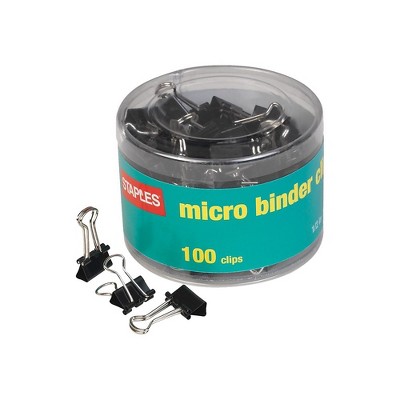 Staples Micro Metal Binder Clips Black 1/2" Size with 1/8" Capacity 15340