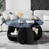 Dolonm 31.5" Round Coffee Table w/4 Storage Shelves: Tempered Glass Top & Walnut MDF Frame, Space-Saving for Small Apartments - 4 of 4
