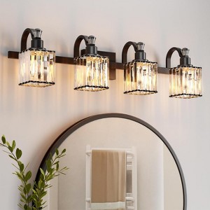 Whizmax Bathroom Vanity Light Fixtures Modern Crystal Vanity Light Fixtures, Light Modern Crystal Wall Lighting with Square Shade, Black - 1 of 4