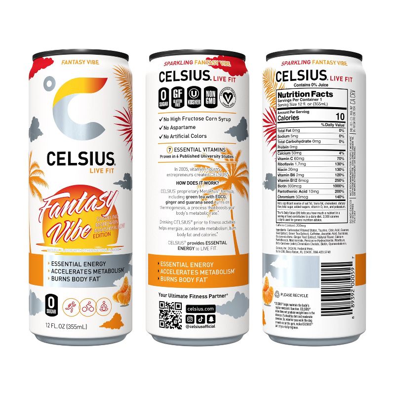 Celsius Sparkling Fantasy Vibe Energy Drink - 12 fl oz Can, 5 of 7