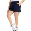 Women Plus Size Comfy Sweat Shorts Drawstring Elastic High Waist Casual Summer Yoga Lounge Shorts,Navy blue,4XL - 3 of 4