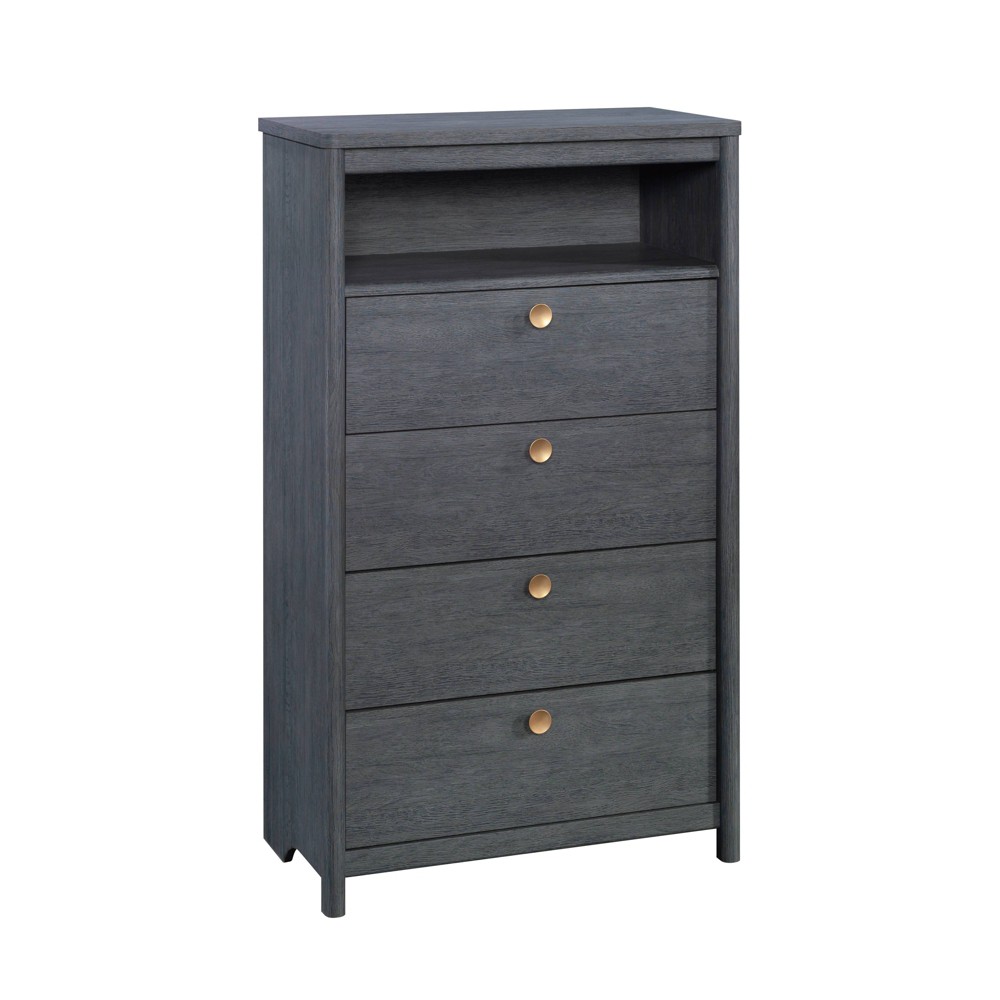 Dover Edge 4 Drawer Chest Denim Oak - Sauder: Vertical Storage, Laminated Surface, Metal Hardware