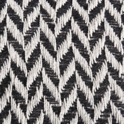 Black and White Cotton Zig-Zag Throw Blanket with Fringe