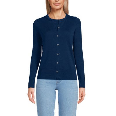 Lands' End Women's Fine Gauge Cotton Cardigan Sweater