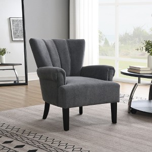 CENGHU Modern Accent Chairs, Polyester Arm Chair with Channel Back, Soft Fabric, Wooden Leg, for Living room, Bedroom Reading Room - 1 of 4