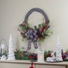 Northlight Gray and Red Plaid Artificial Christmas Wreath with Red Berries - 24-Inch, Unlit - 2 of 4