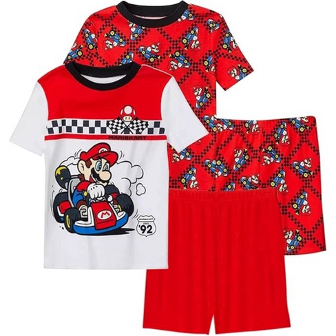 Super Mario Little Boy's 4-piece Cotton Pajama Set, S/s Red-kart, 4 ...