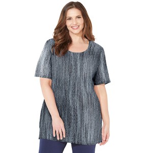 Catherines Women's Plus Size Easy Fit Short Sleeve Scoopneck Tunic - 1 of 4