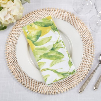 Lemon Print Polyester Square Napkins, Set of 12