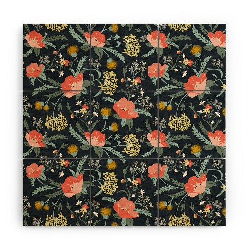 Heather Dutton Poppy Meadow Midnight Wood Wall Mural - Society6 - image 1 of 2