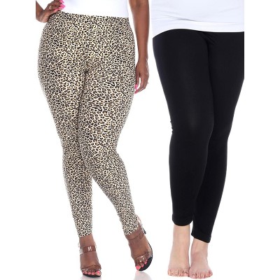 Women's Pack of 2 Plus Size Leggings - One Size Fits Most Plus - White Mark
