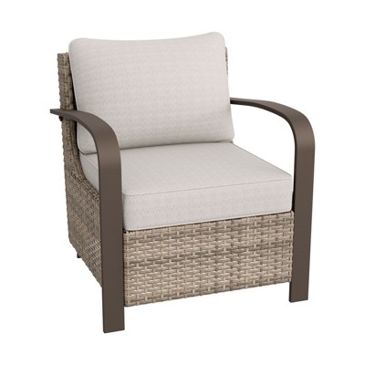 EAGLE PEAK Coastal Vista Patio Chair with Cushions, Outdoor Ratten Wicker Lounge Chair with Deep Seating