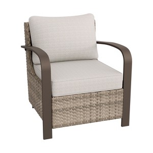 EAGLE PEAK Coastal Vista Patio Chair with Cushions, Outdoor Ratten Wicker Lounge Chair with Deep Seating - 1 of 4
