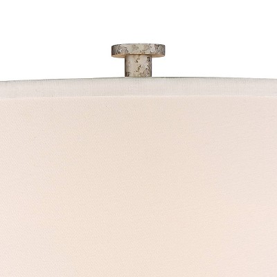 Silver Galvanized Metal Coastal Table Lamps with White Fabric Shade