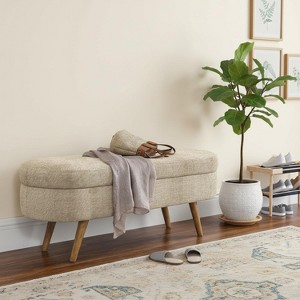 Homy Casa Upholstered Storage Bench with Wooden Legs for Entryway or Bedroom - 1 of 4