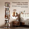 Lycvki Round Walnut Wood Rotating Bookshelf on Wheels for Small Space - 4 of 4