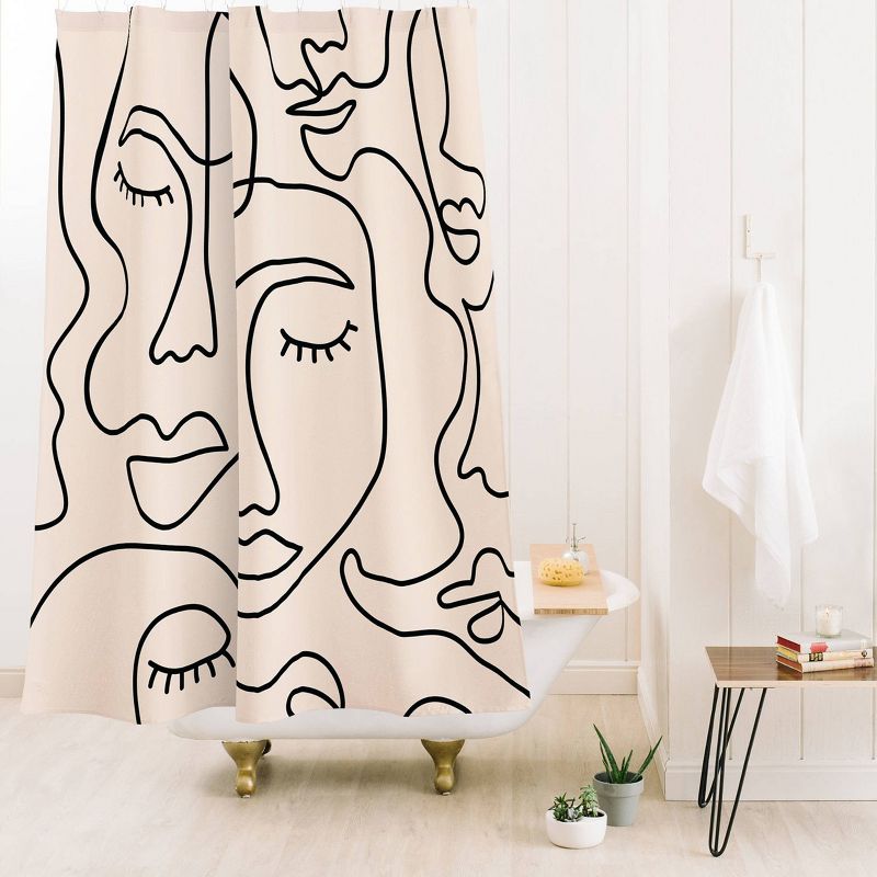Abstract Single Line Face Shower Curtain by Sundry - society6, 2 of 3